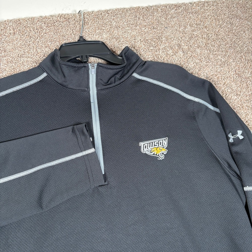 Under‎ Armour Towson Tigers Mens XL Black HeatGear Quarter Zip Pullover Shirt